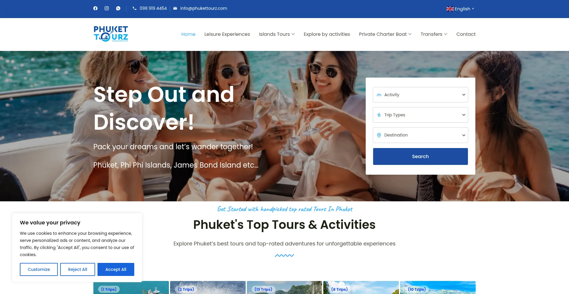 Website screenshot of Phukettourz.com