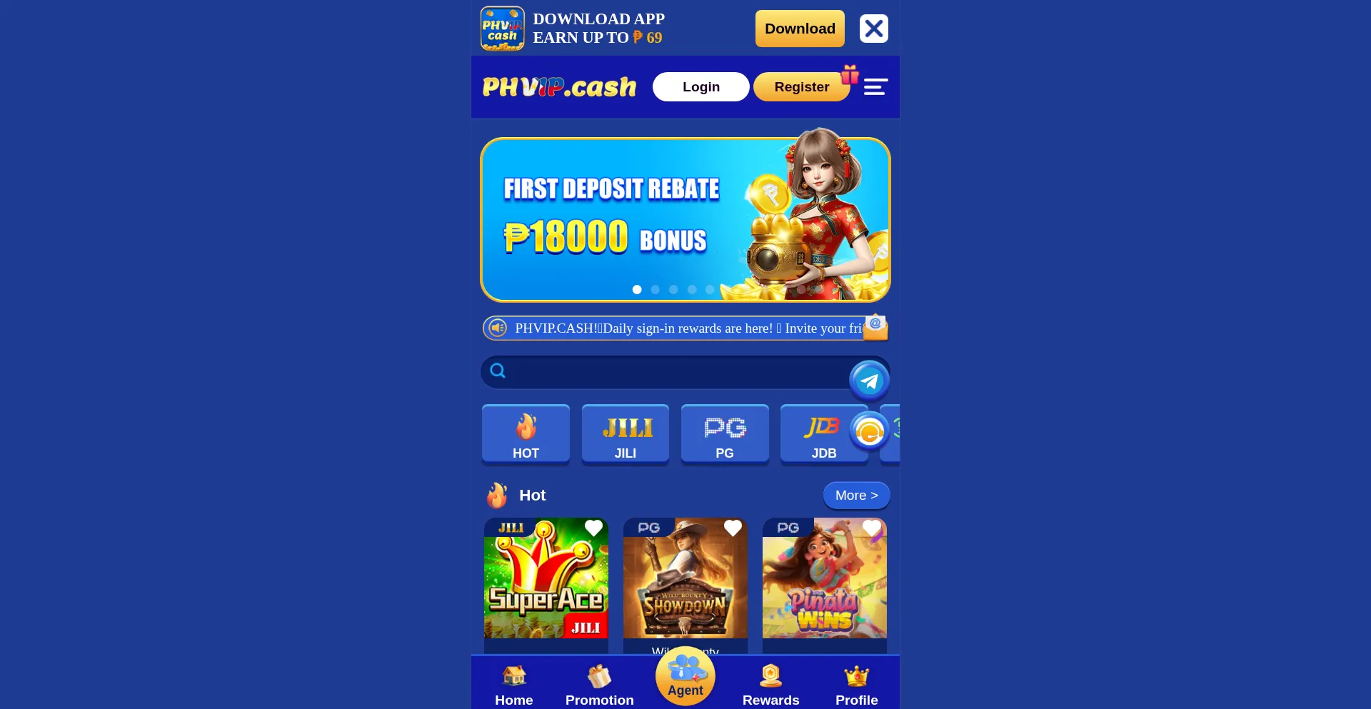 Website screenshot of Phvip.cash