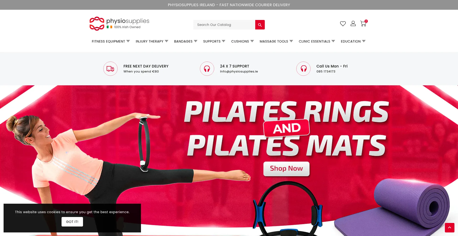 Website screenshot of Physiosupplies.ie