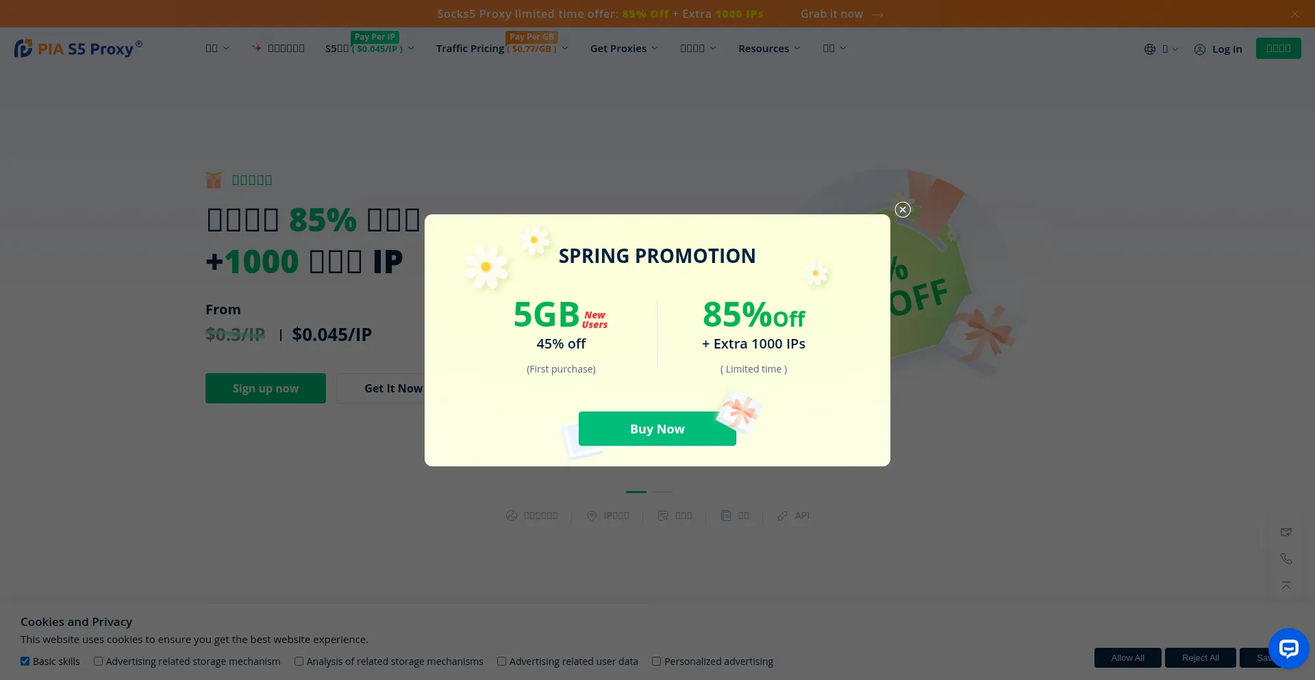 Website screenshot of Piaproxy.com