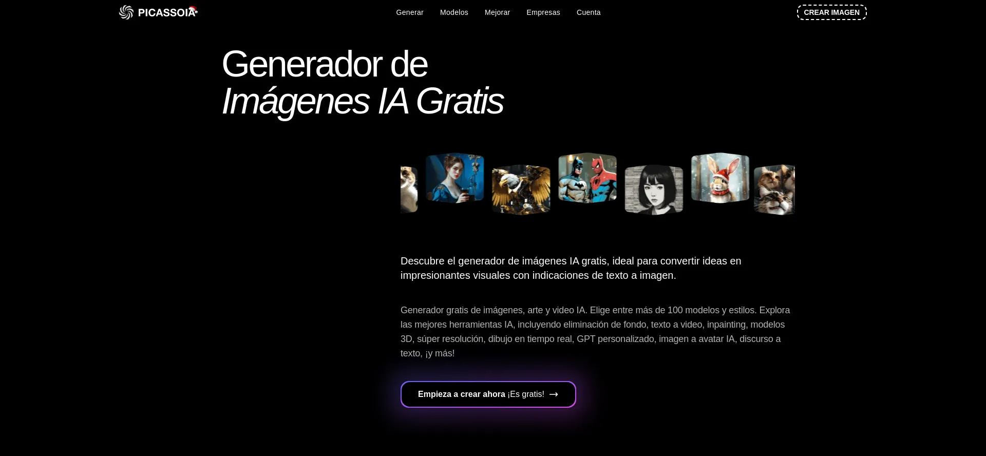 Website screenshot of Picassoia.com