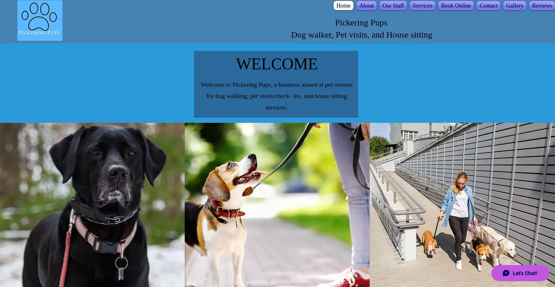 Website screenshot of Pickeringpups.com