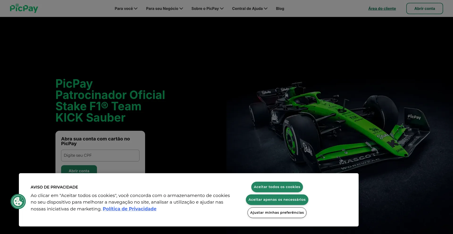 Website screenshot of Picpay.com