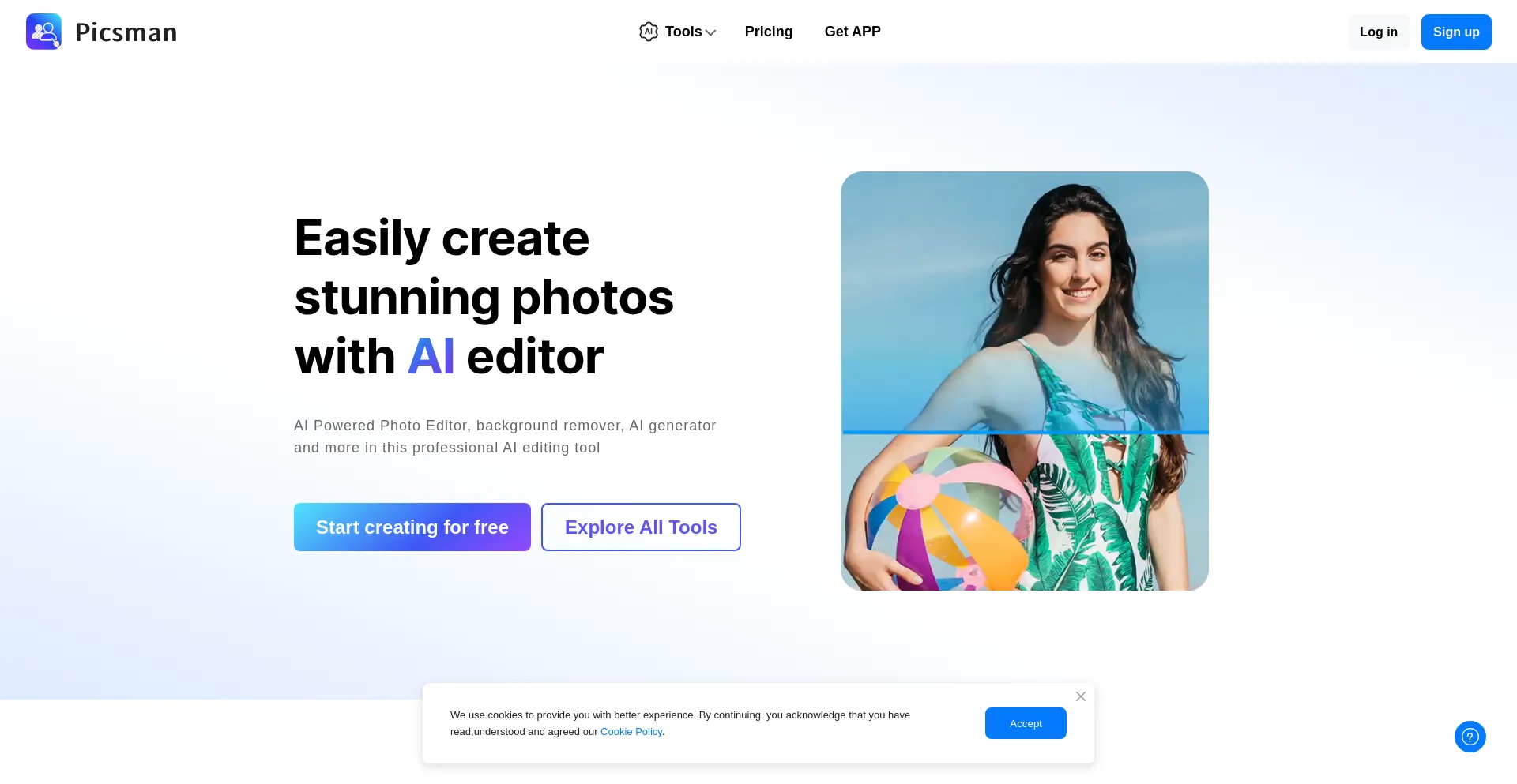 Website screenshot of Picsman.ai