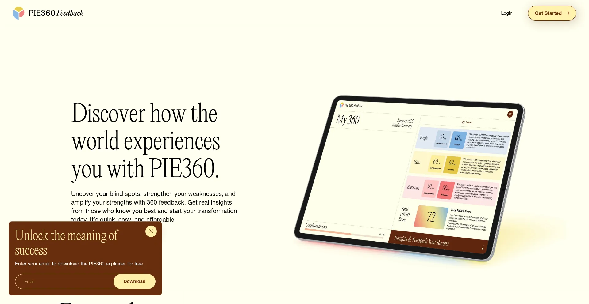 Pie360feedback.com Screenshot