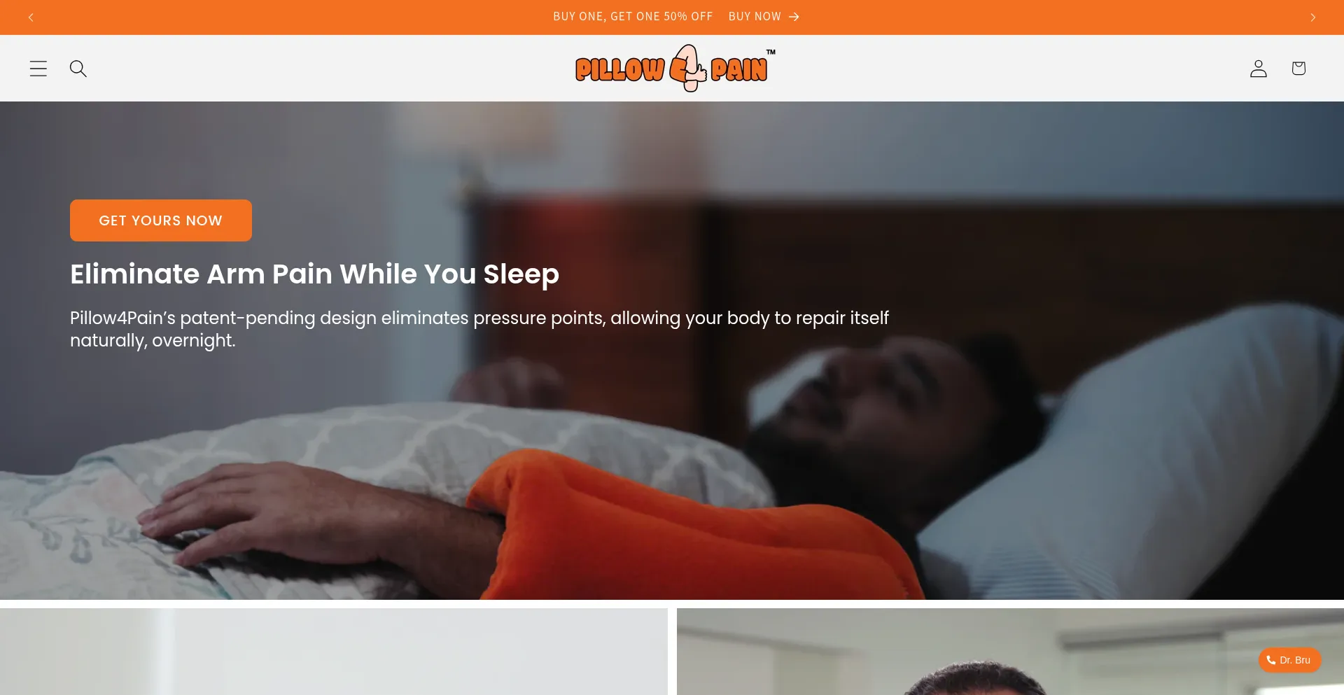 Website screenshot of Pillow4pain.com