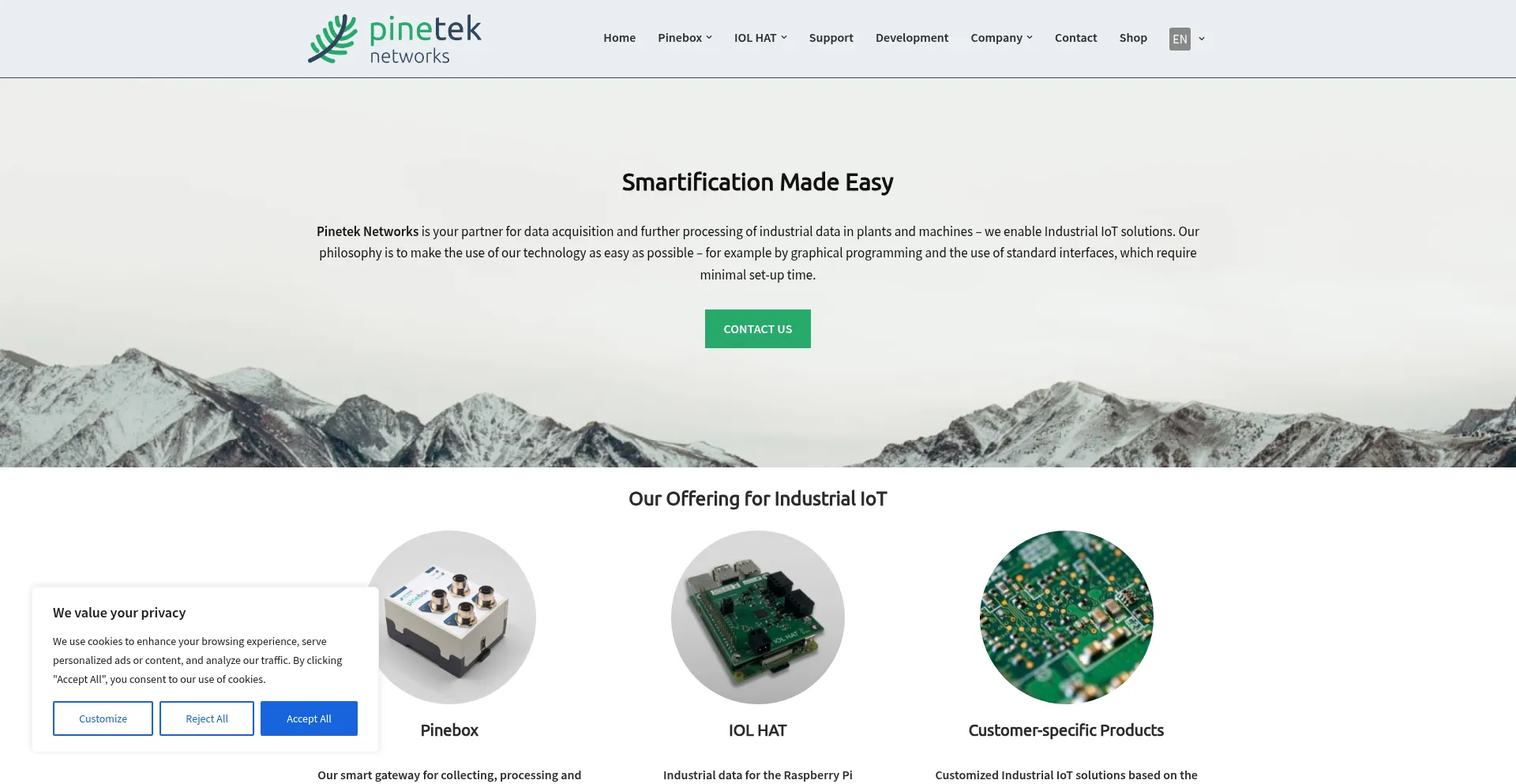 Website screenshot of Pinetek-networks.com