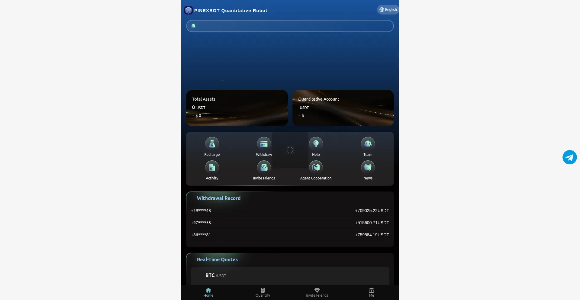 Website screenshot of Pinex.vip
