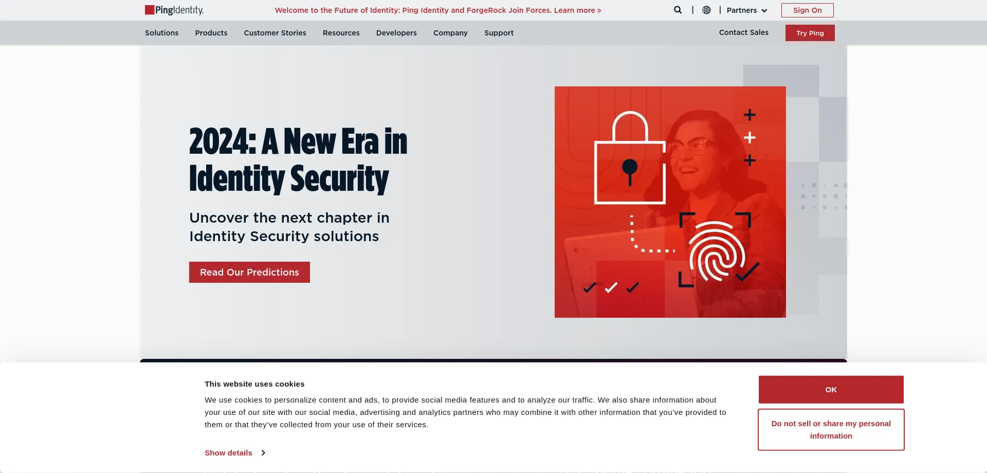 Website screenshot of Pingidentity.com
