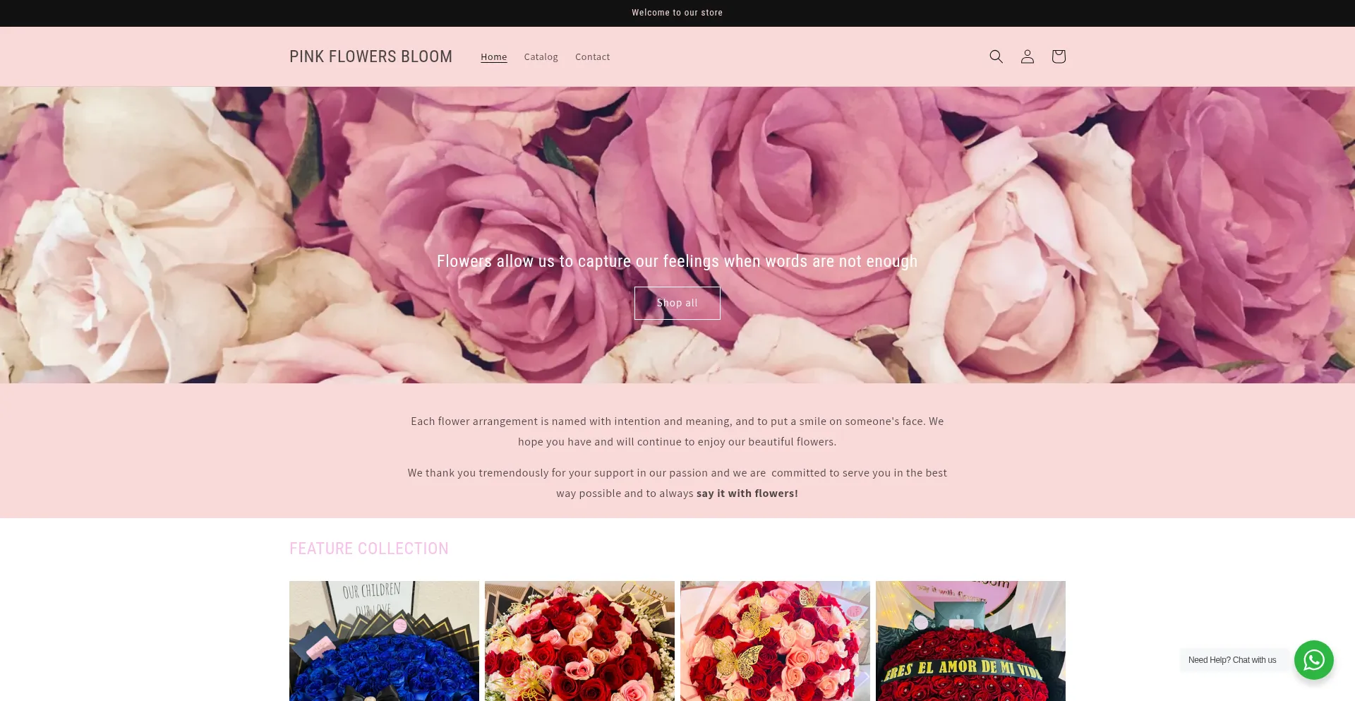 Website screenshot of Pink-flowers.com