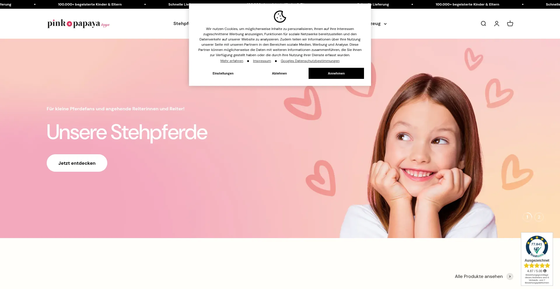 Website screenshot of Pink-papaya.de
