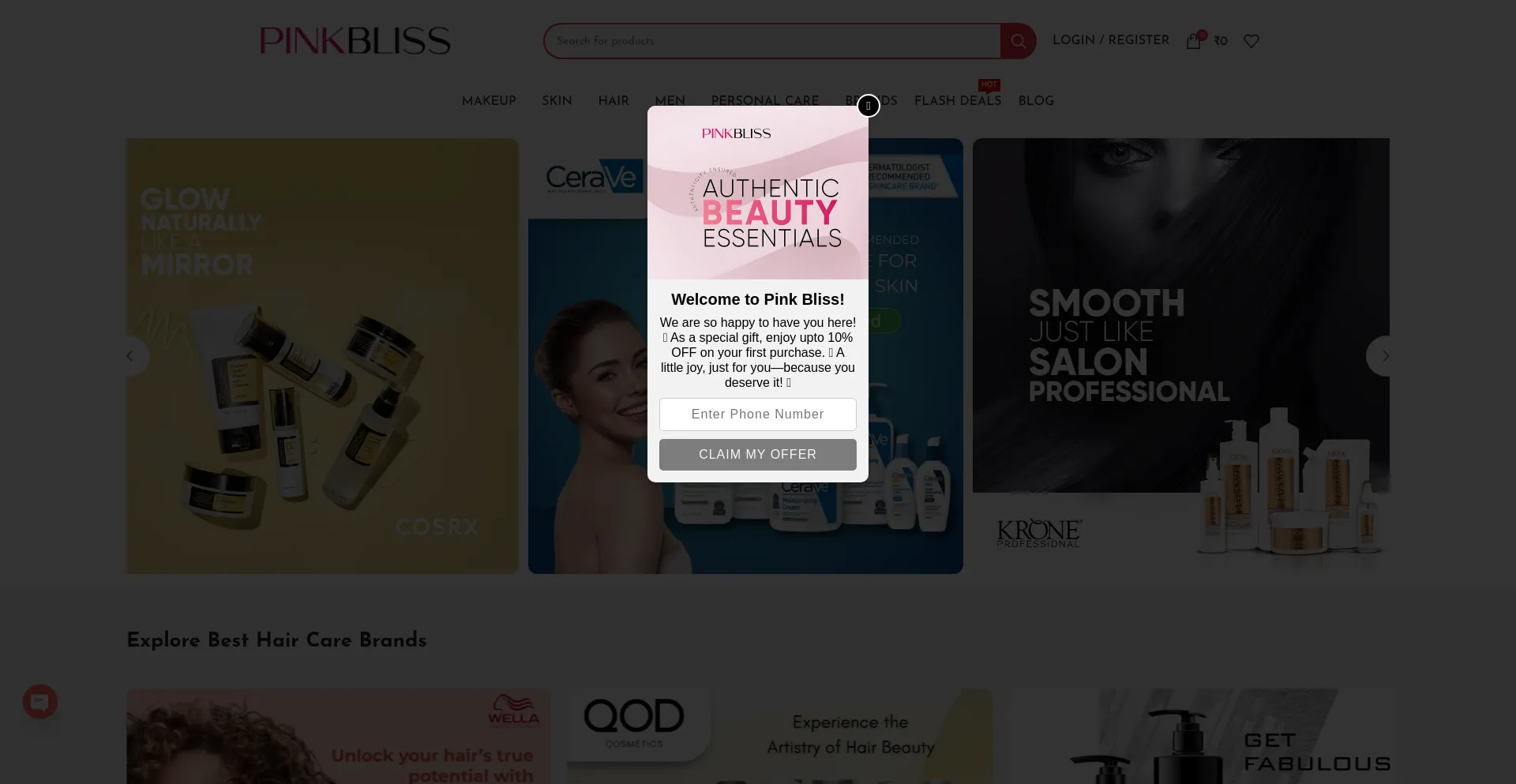 Website screenshot of Pinkbliss.in