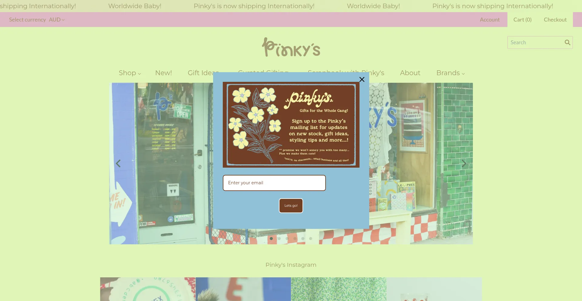 Website screenshot of Pinkysstore.com