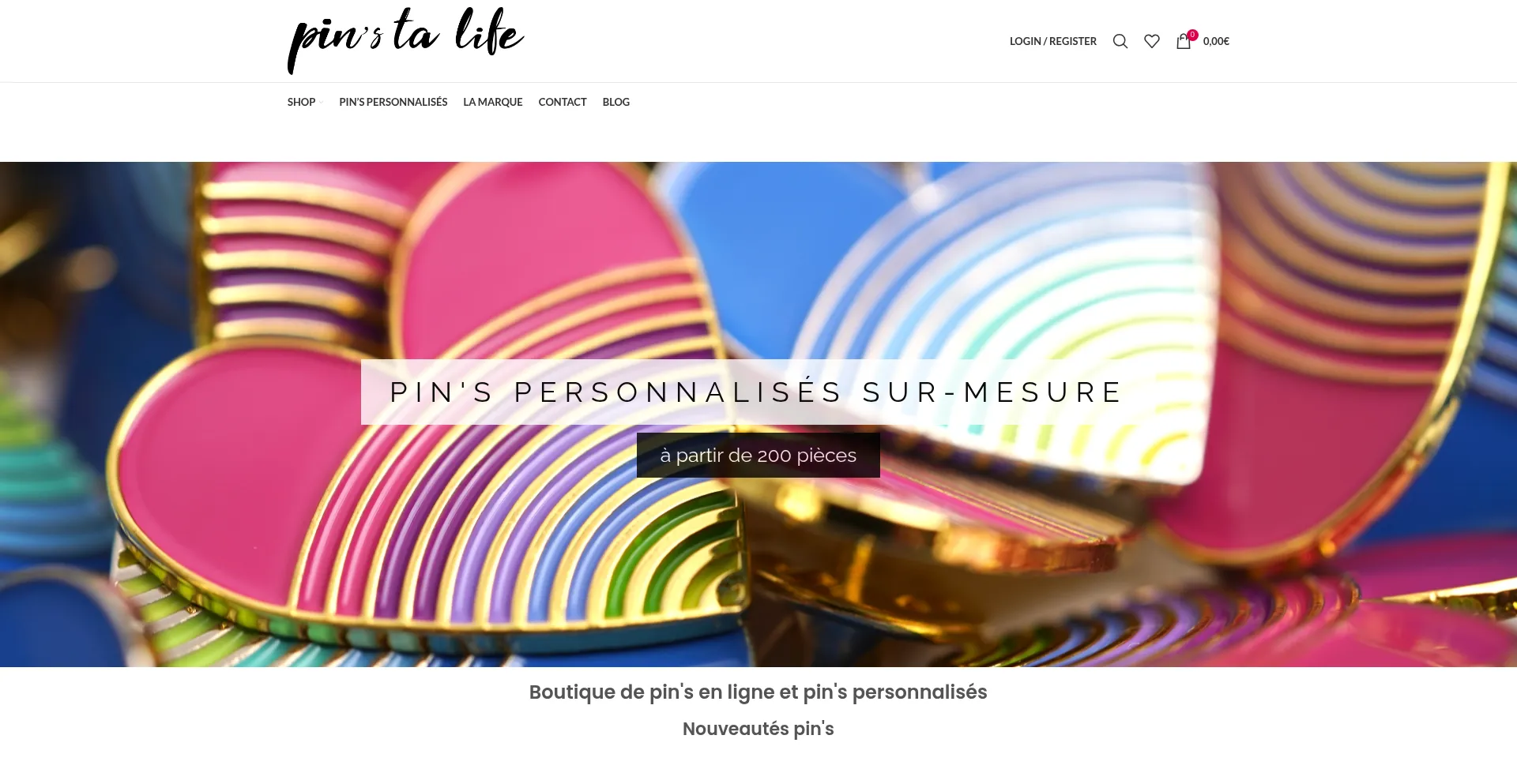 Website screenshot of Pinstalife-shop.com
