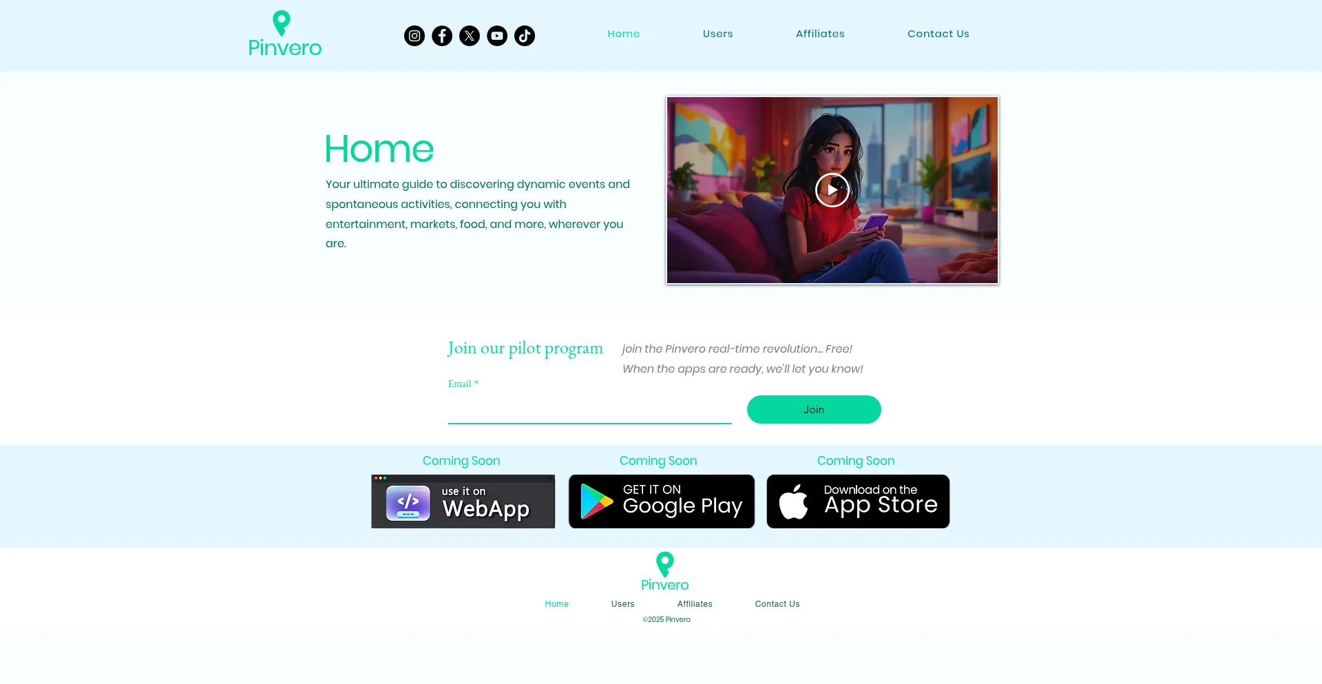 Website screenshot of Pinvero.com