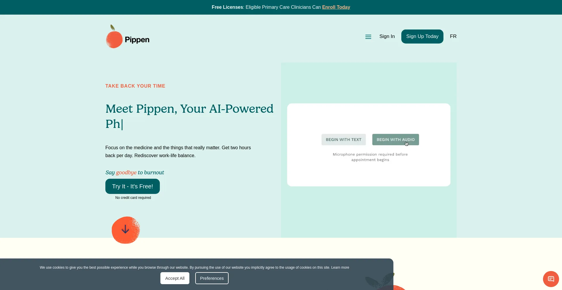 Website screenshot of Pippen.ai