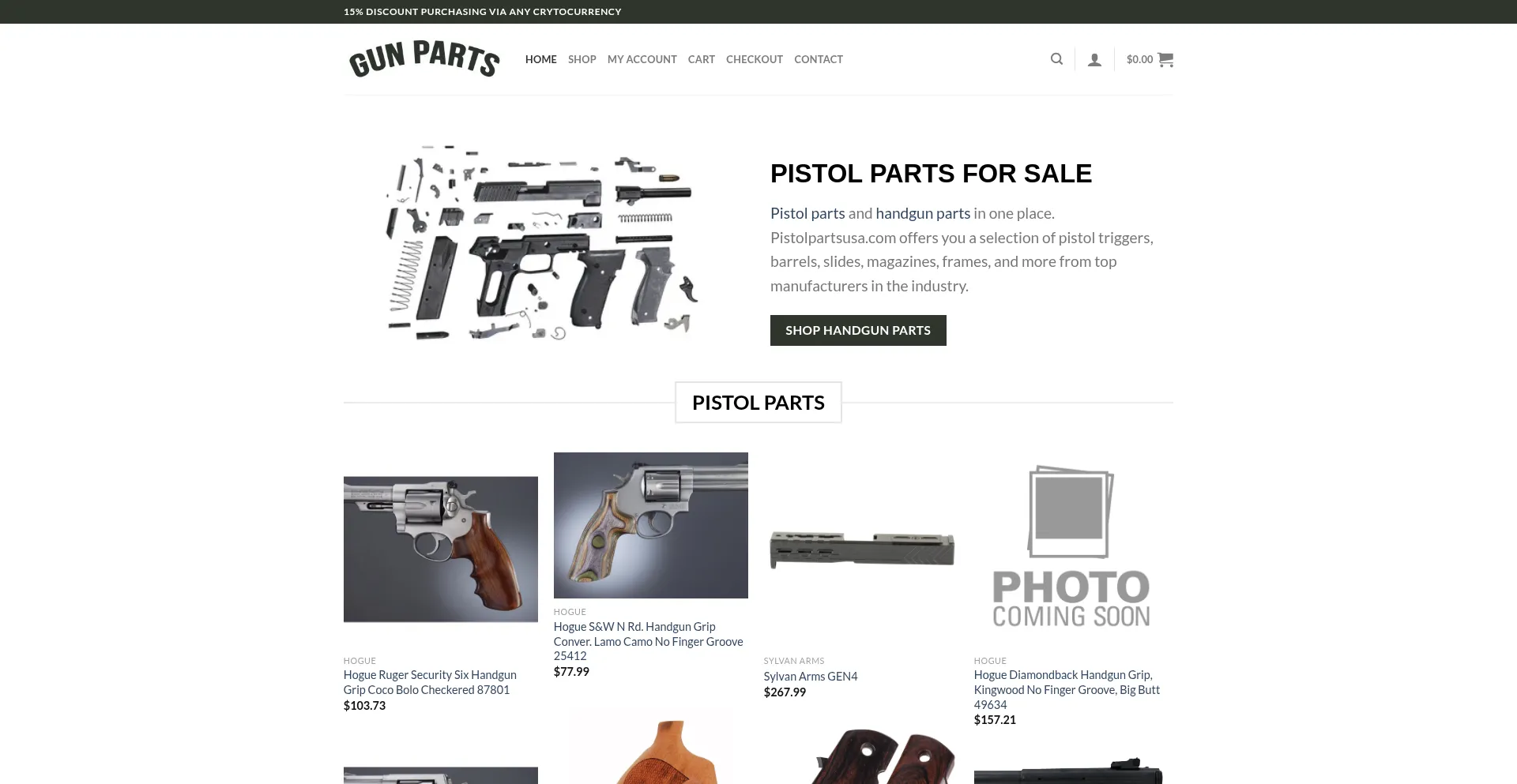 Website screenshot of Pistolpartsusa.com