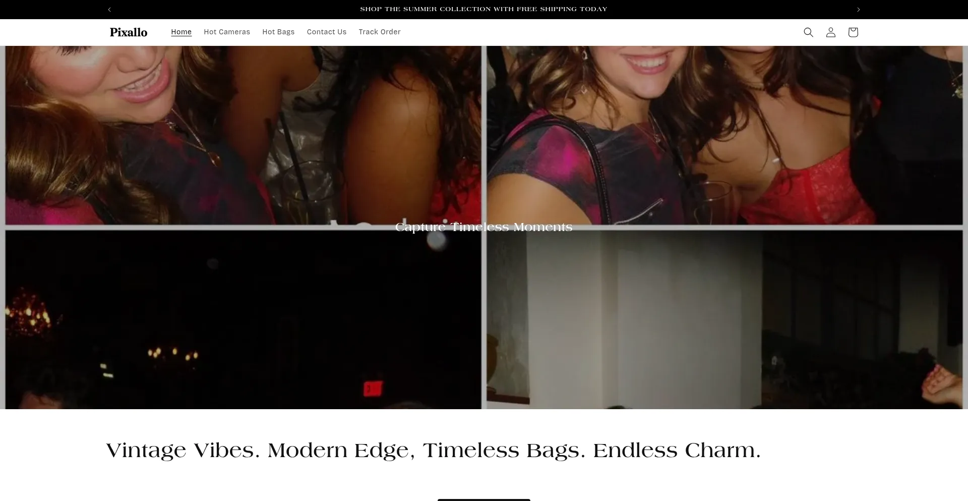Website screenshot of Pixallo.shop