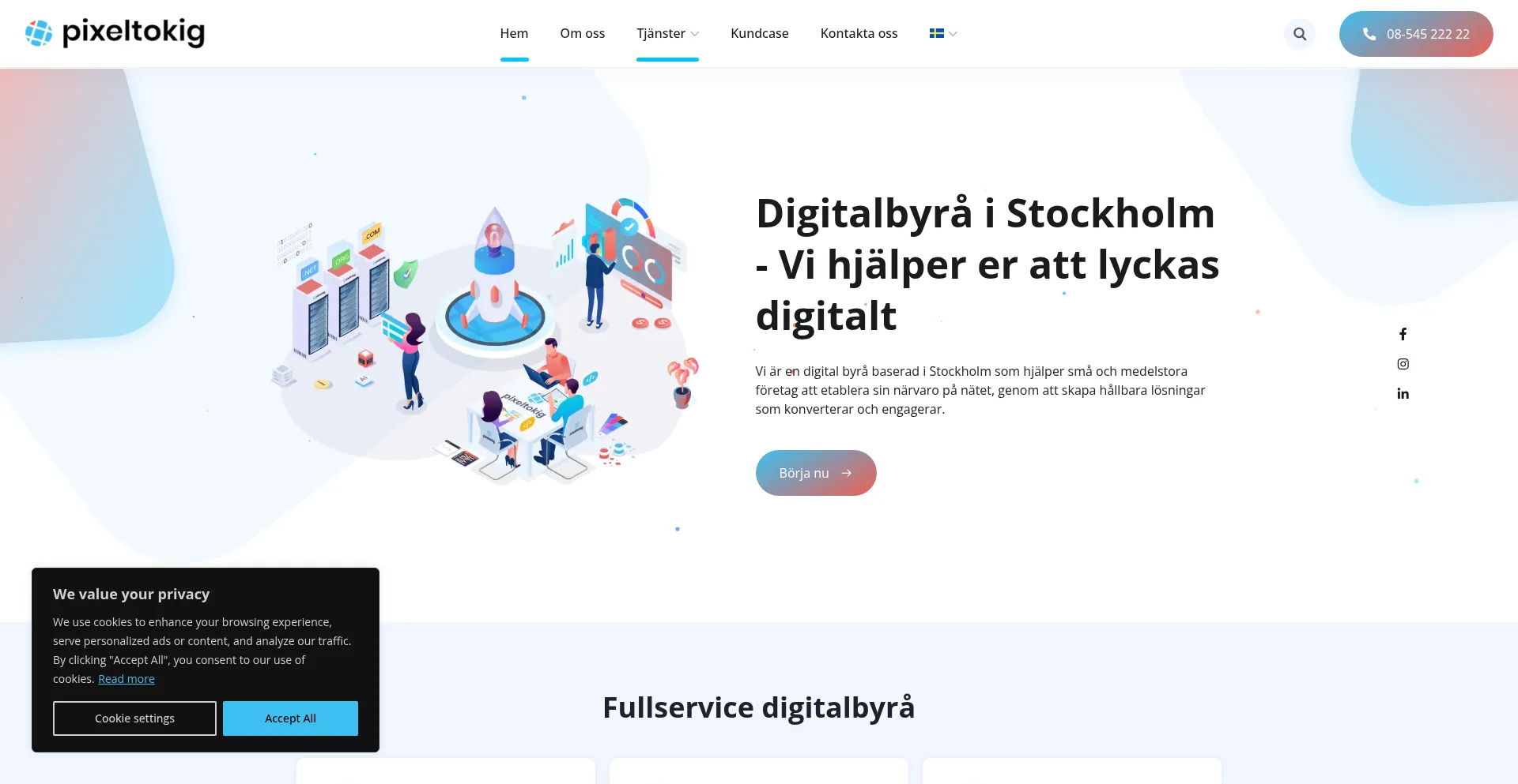 Website screenshot of Pixeltokig.se