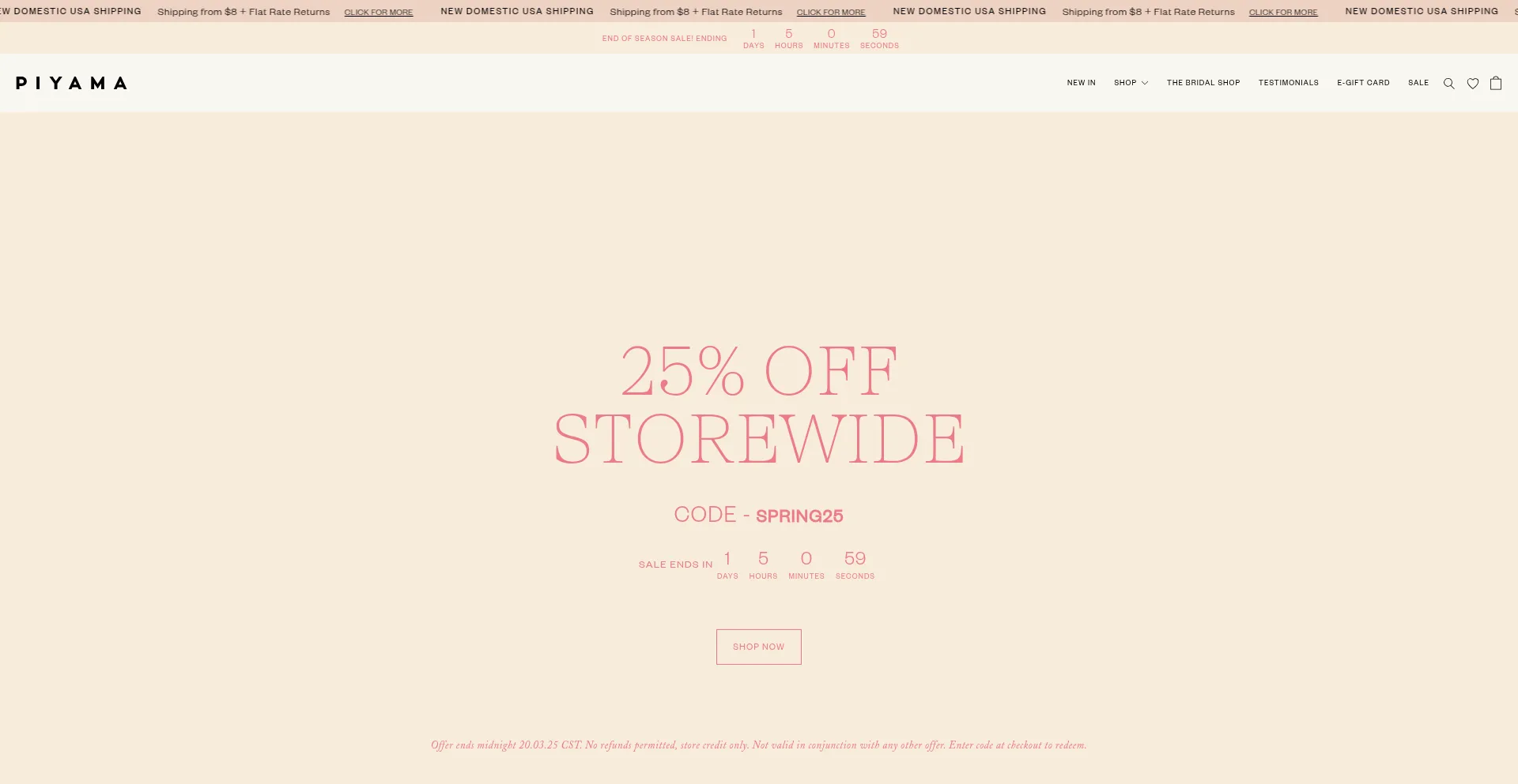 Website screenshot of Piyama.com