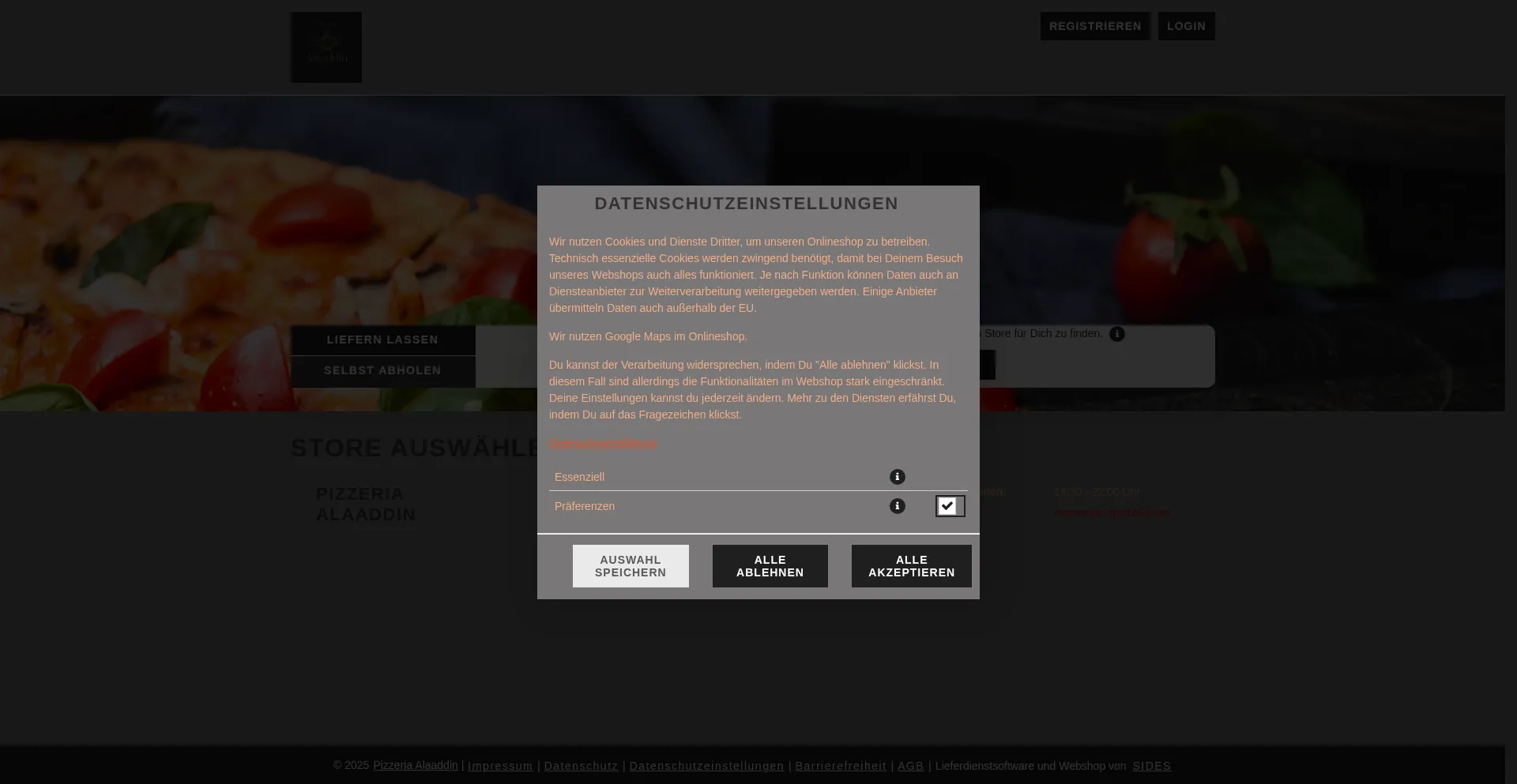 Pizzeria-alaaddin.simplywebshop.de Screenshot