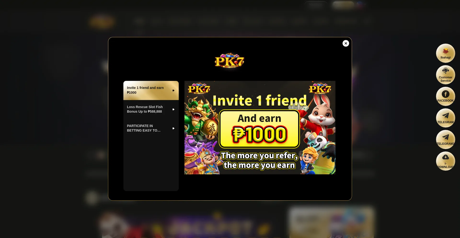 Website screenshot of Pk7.store