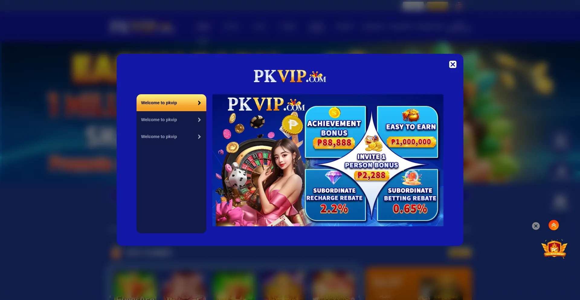 Website screenshot of Pkvip7.com