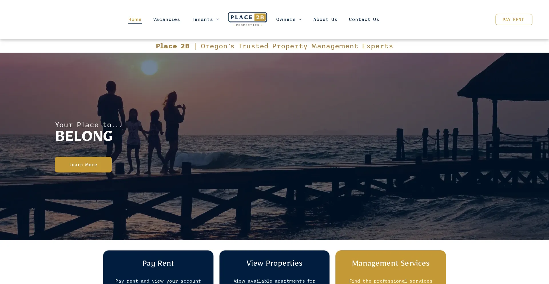 Website screenshot of Place2bproperties.com