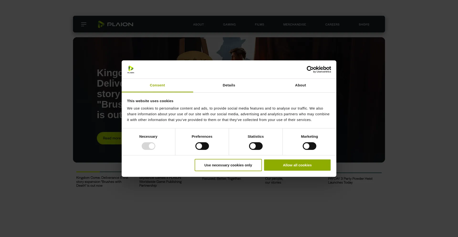 Website screenshot of Plaion.com