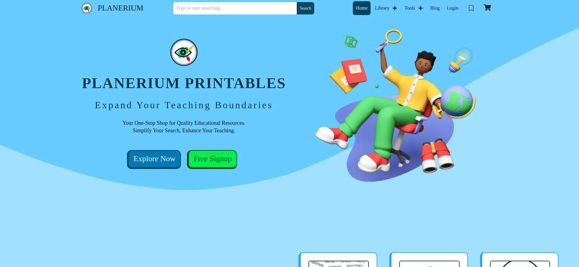 Website screenshot of Planerium.com