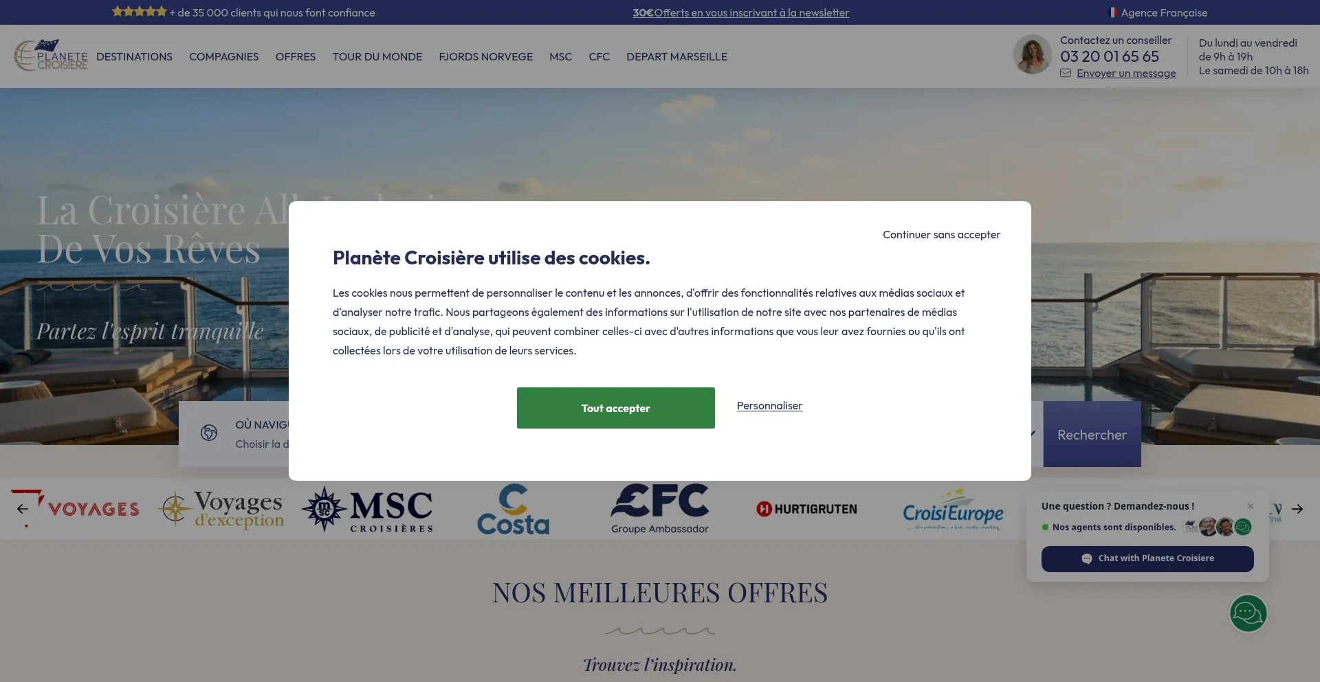 Website screenshot of Planete-croisiere.com