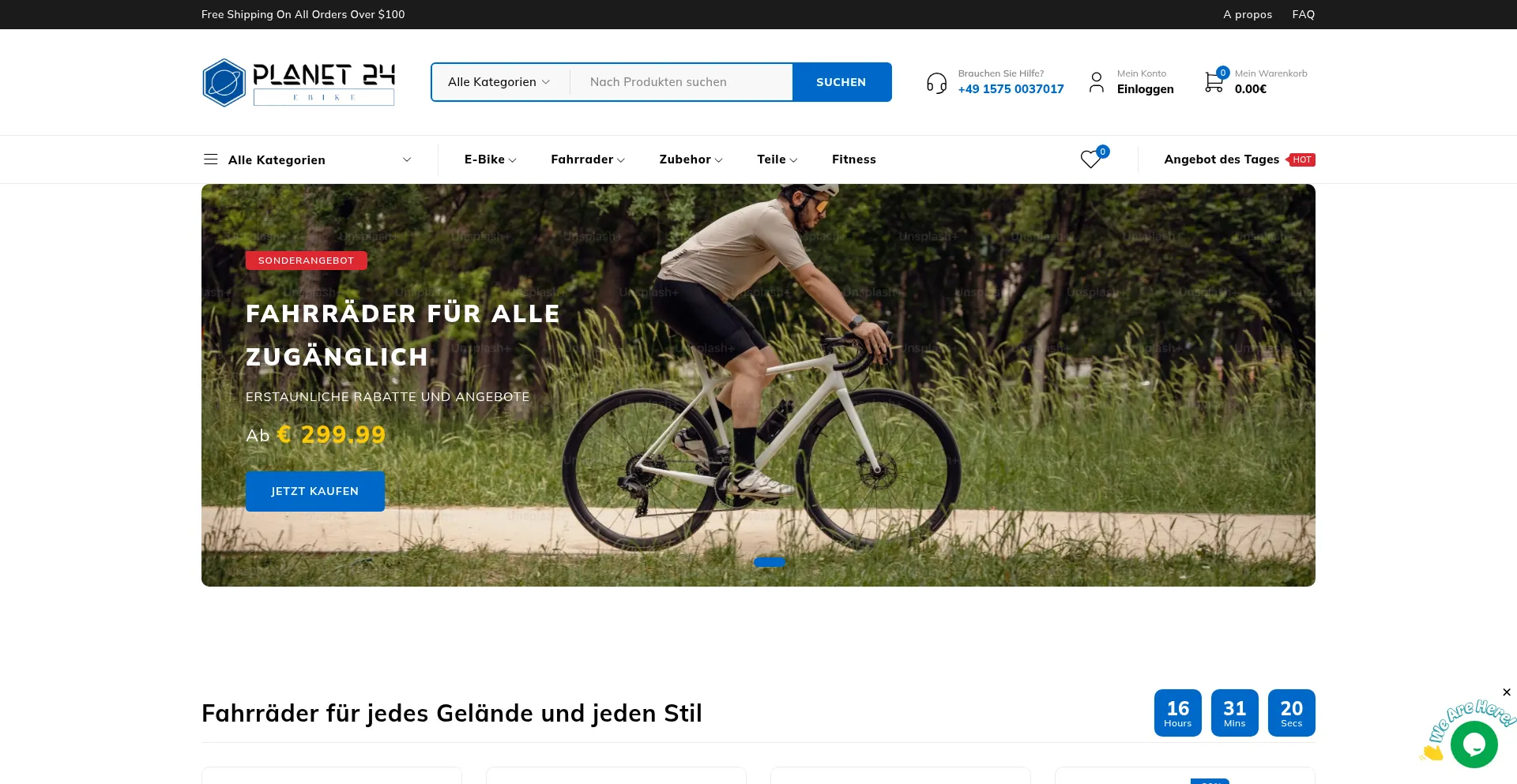 Website screenshot of Planetebike24.de