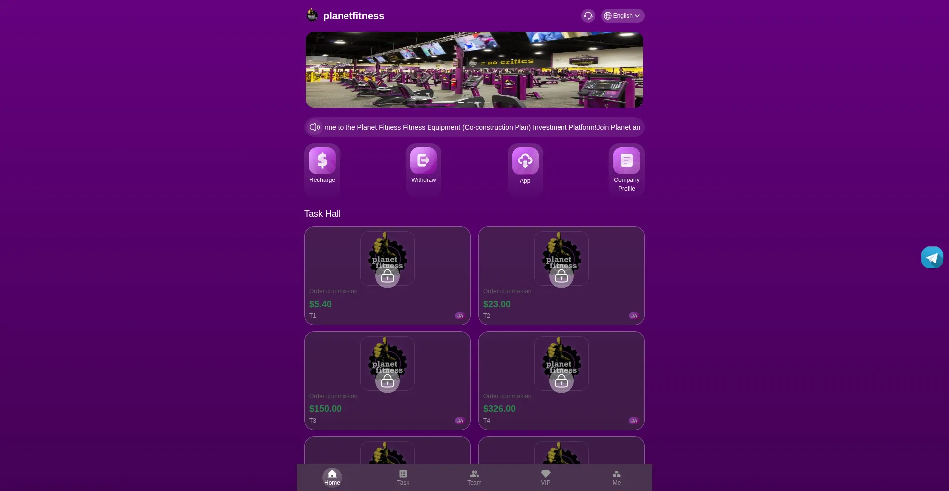 Website screenshot of Planetfitness.vip
