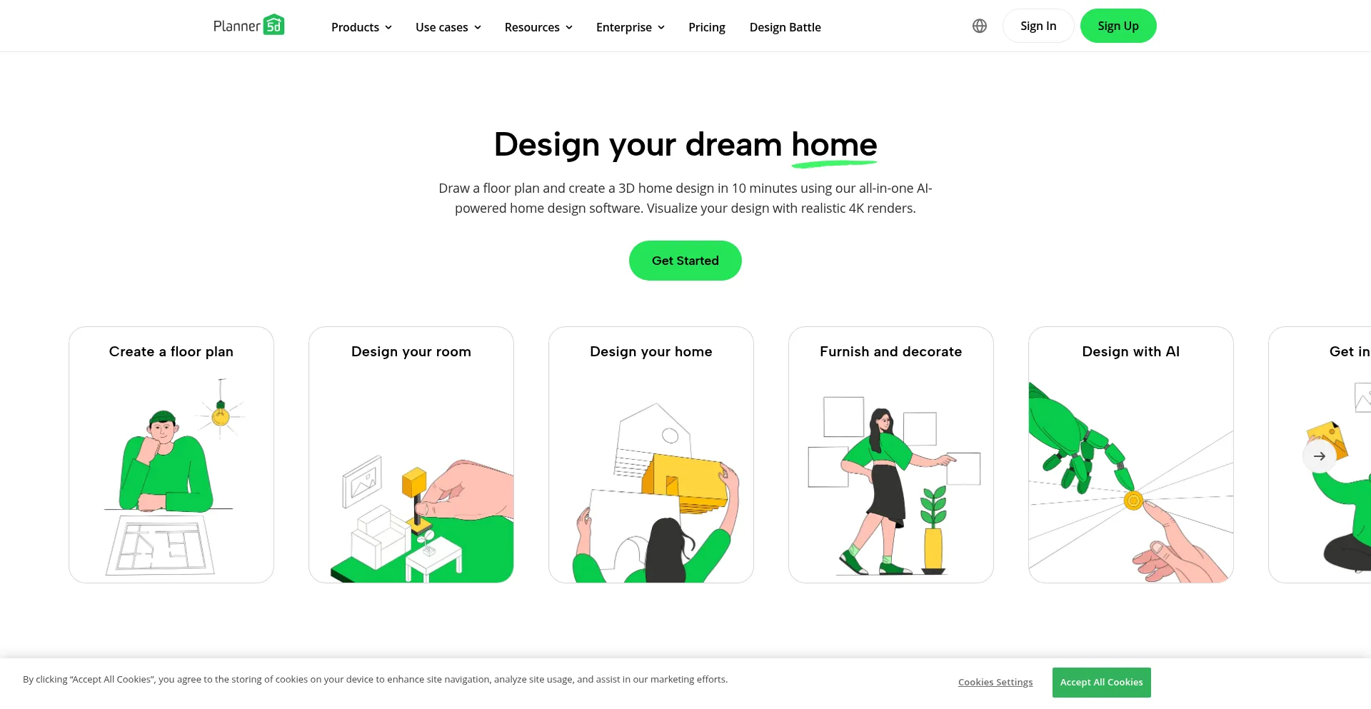 Website screenshot of Planner5d.com