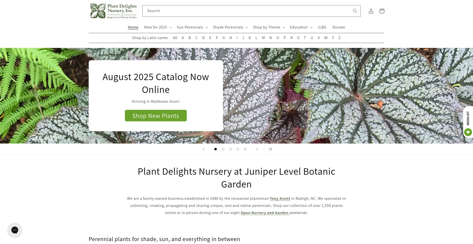 Website screenshot of Plantdelights.com