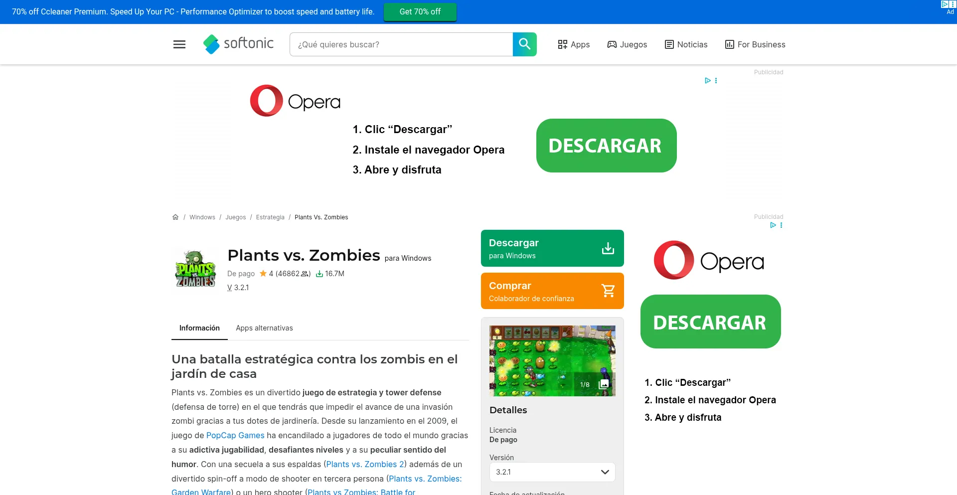 Is Plants-v-zombies.softonic.com Safe?