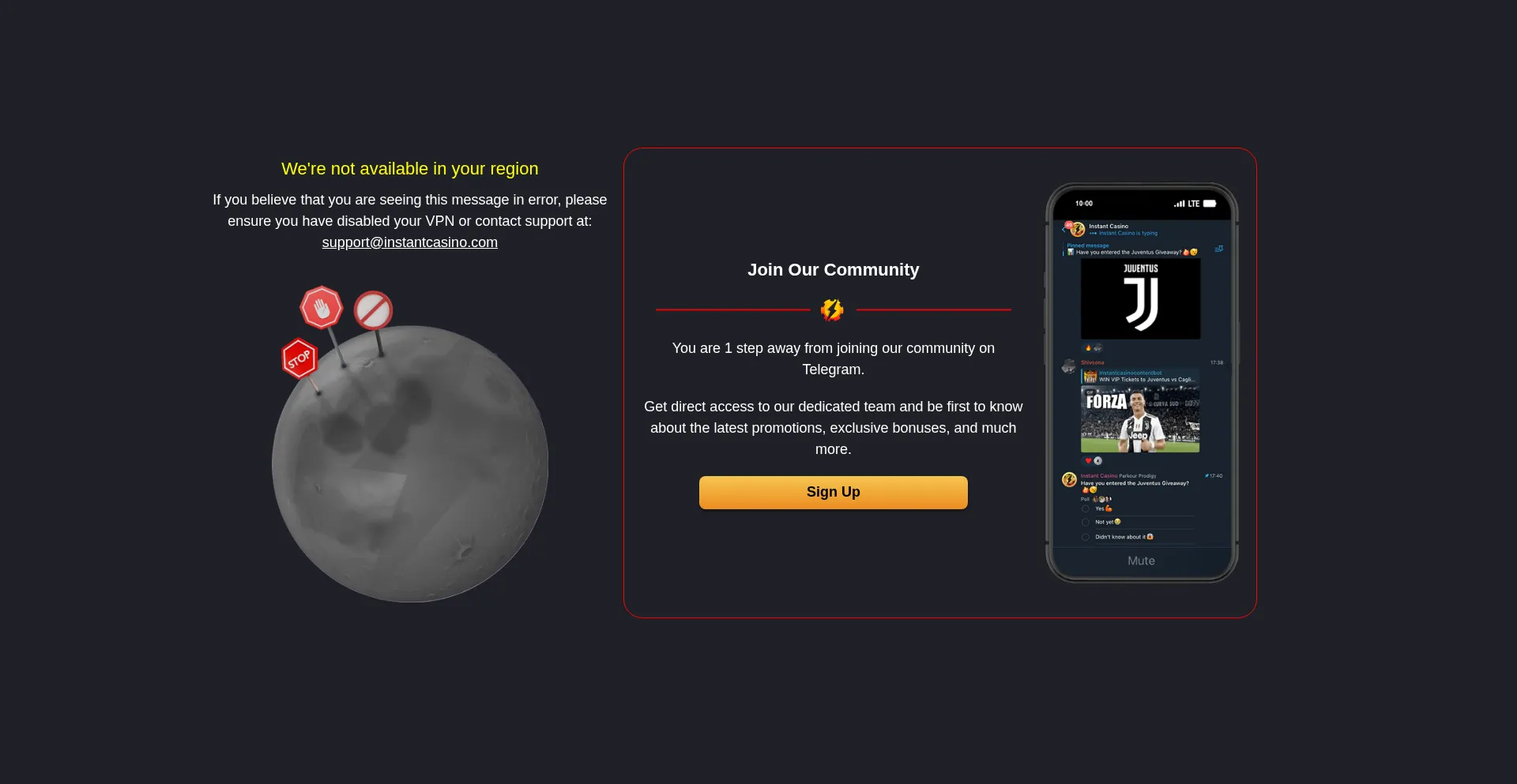 Website screenshot of Play.instantcasino.com