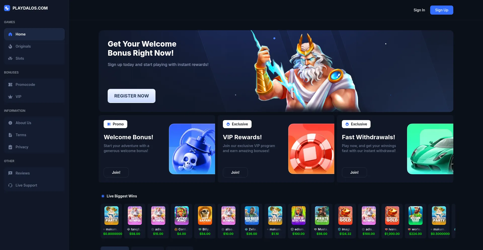 Website screenshot of Playdalos.com