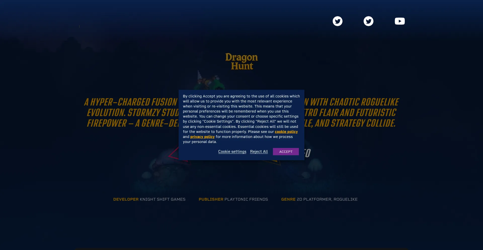 Website screenshot of Playdragonhunts.com