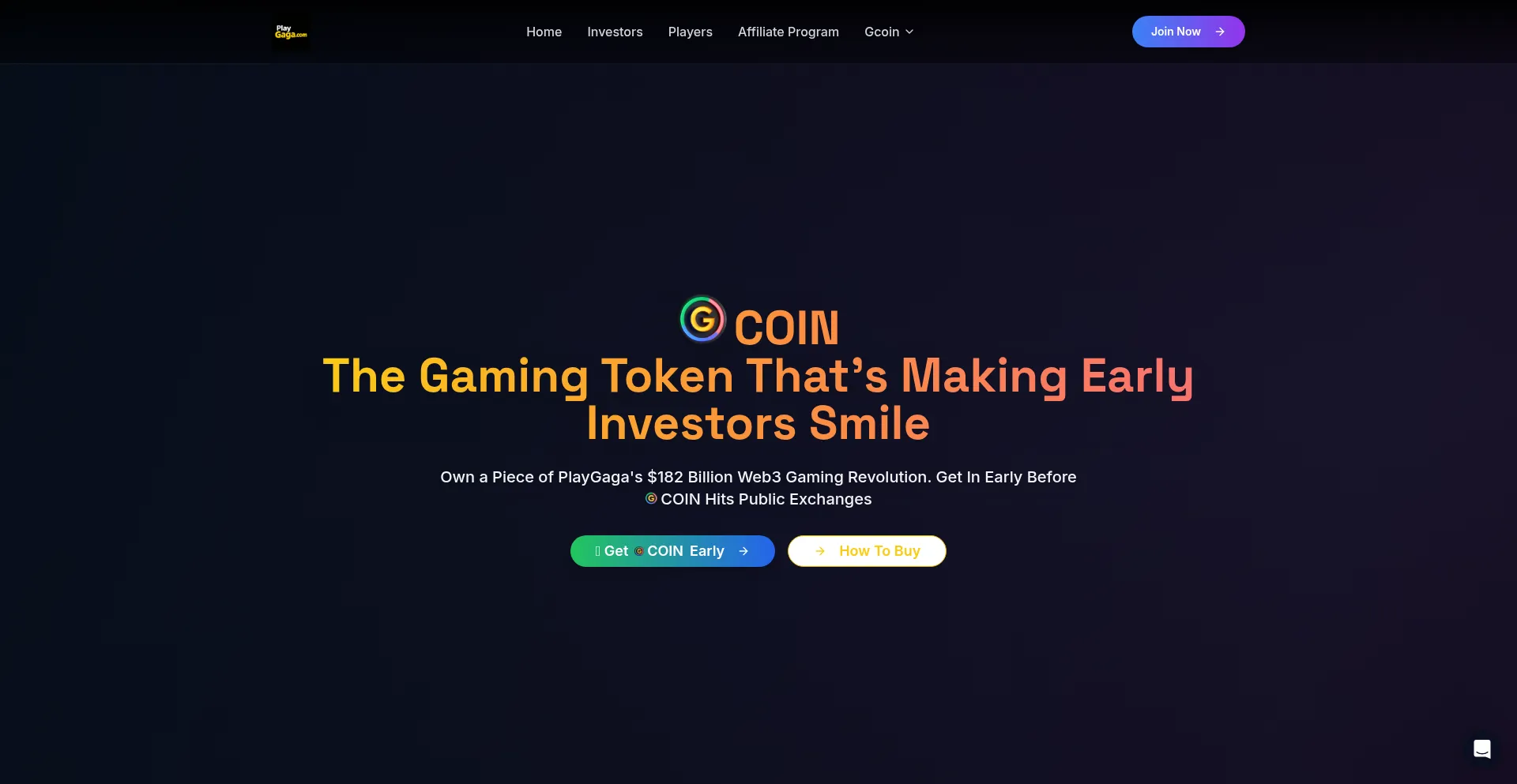 Website screenshot of Playgaga.co.uk