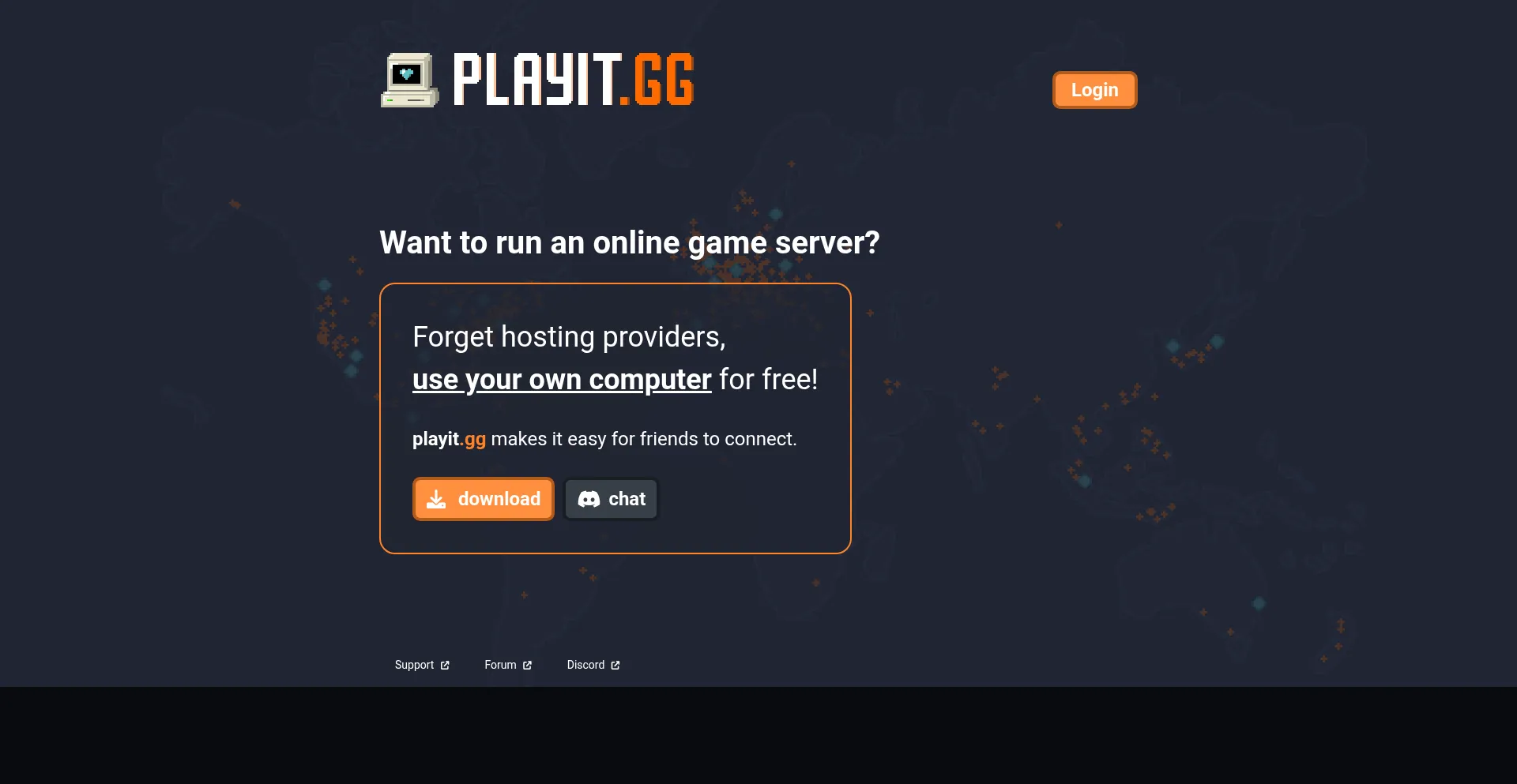 Website screenshot of Playit.gg