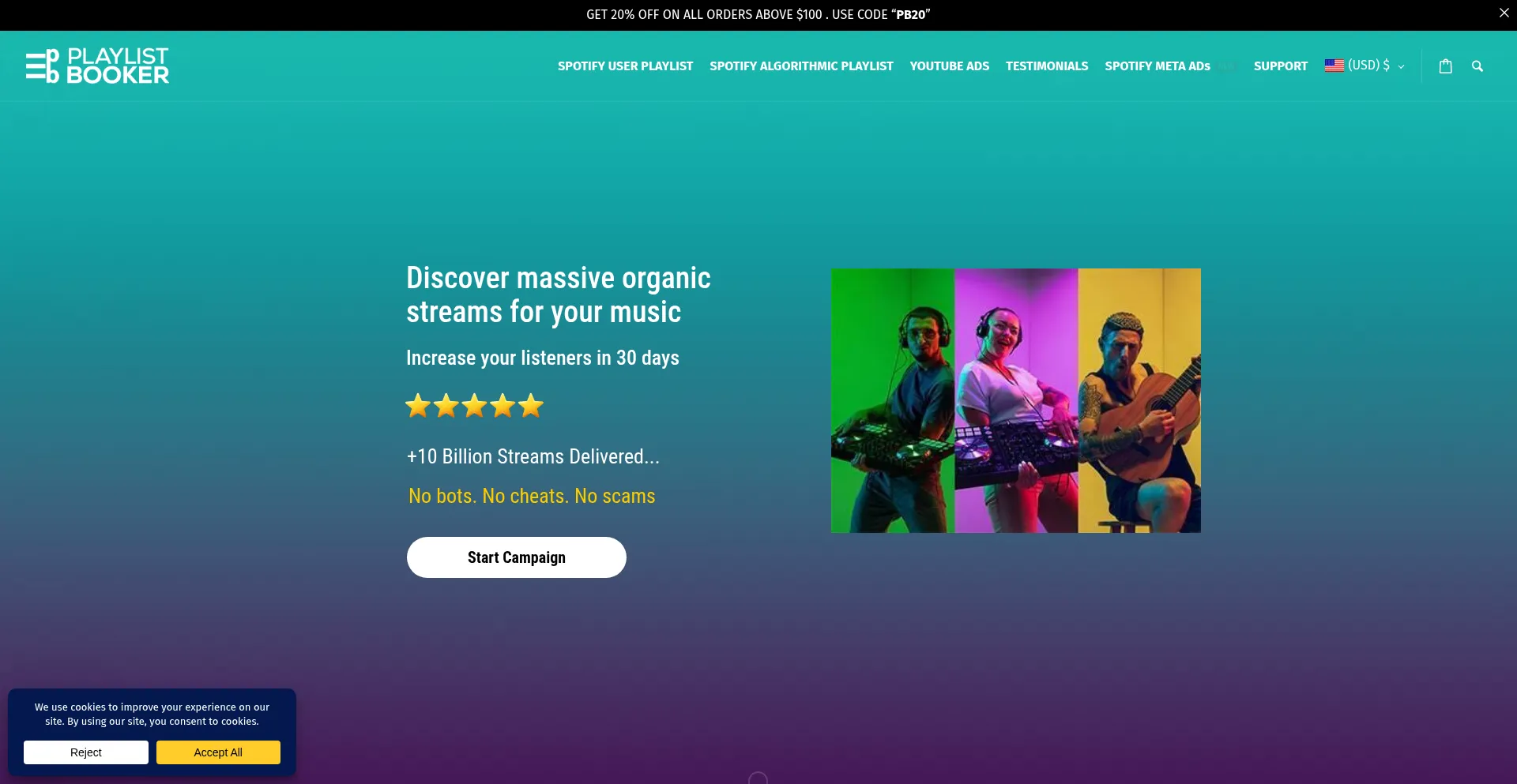 Playlistbooker.com Screenshot