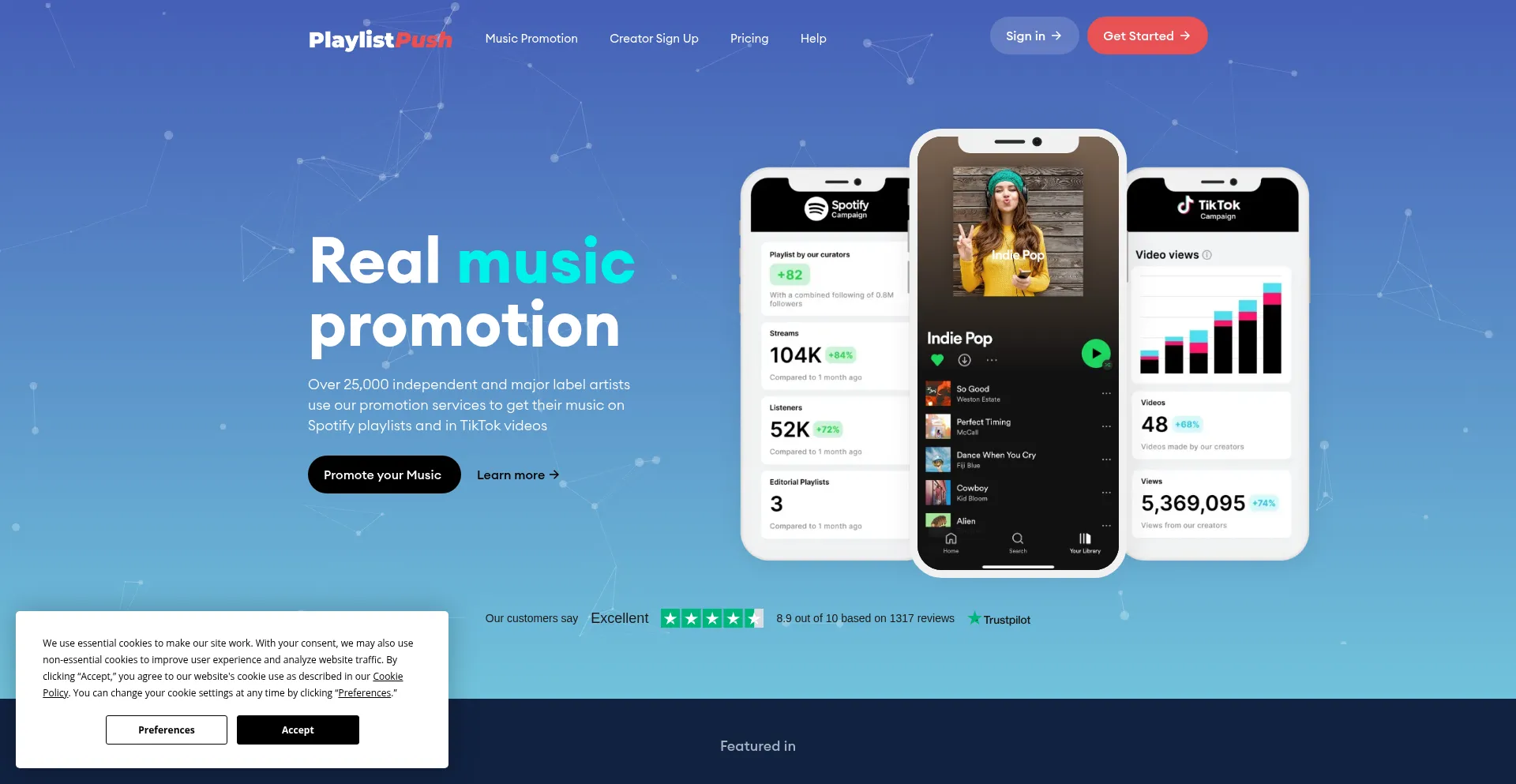 Playlistpush.com Screenshot
