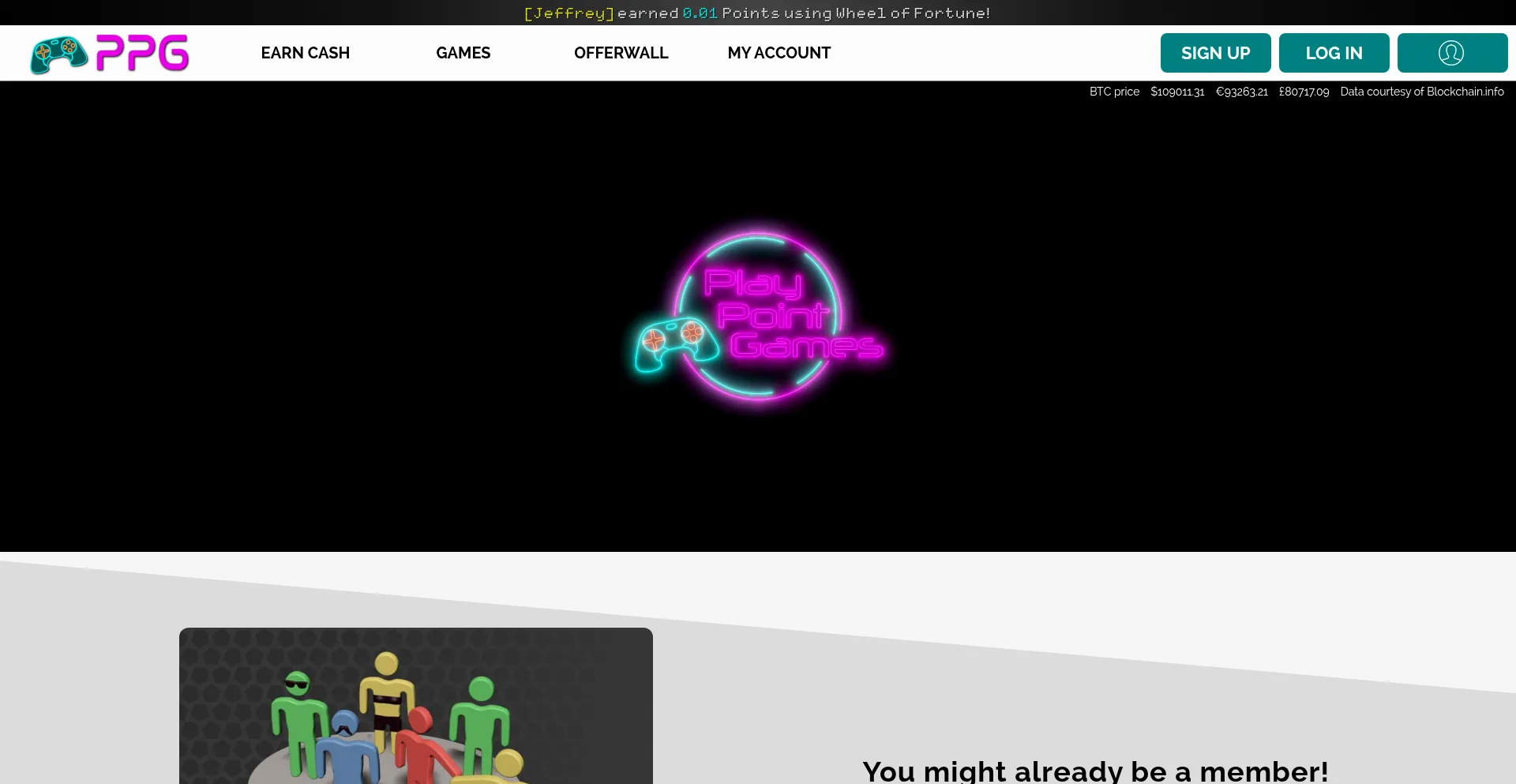 Website screenshot of Playpointgames.com