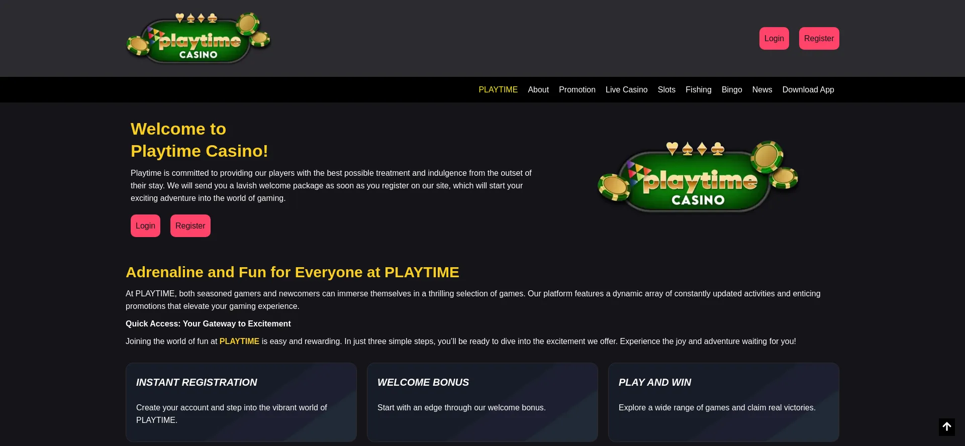 Website screenshot of Playtime.org.ph