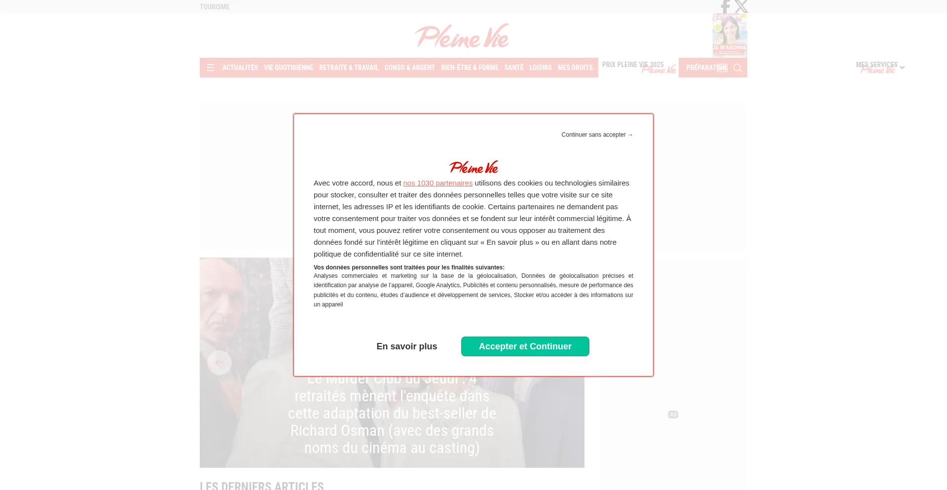 Website screenshot of Pleinevie.fr