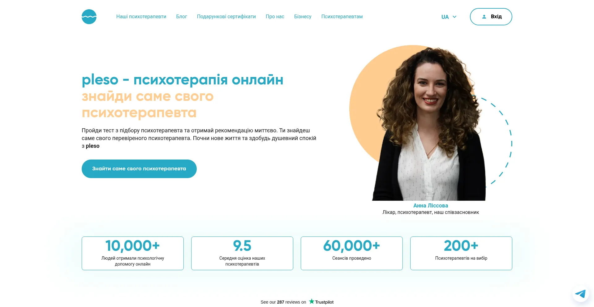 Website screenshot of Pleso.me