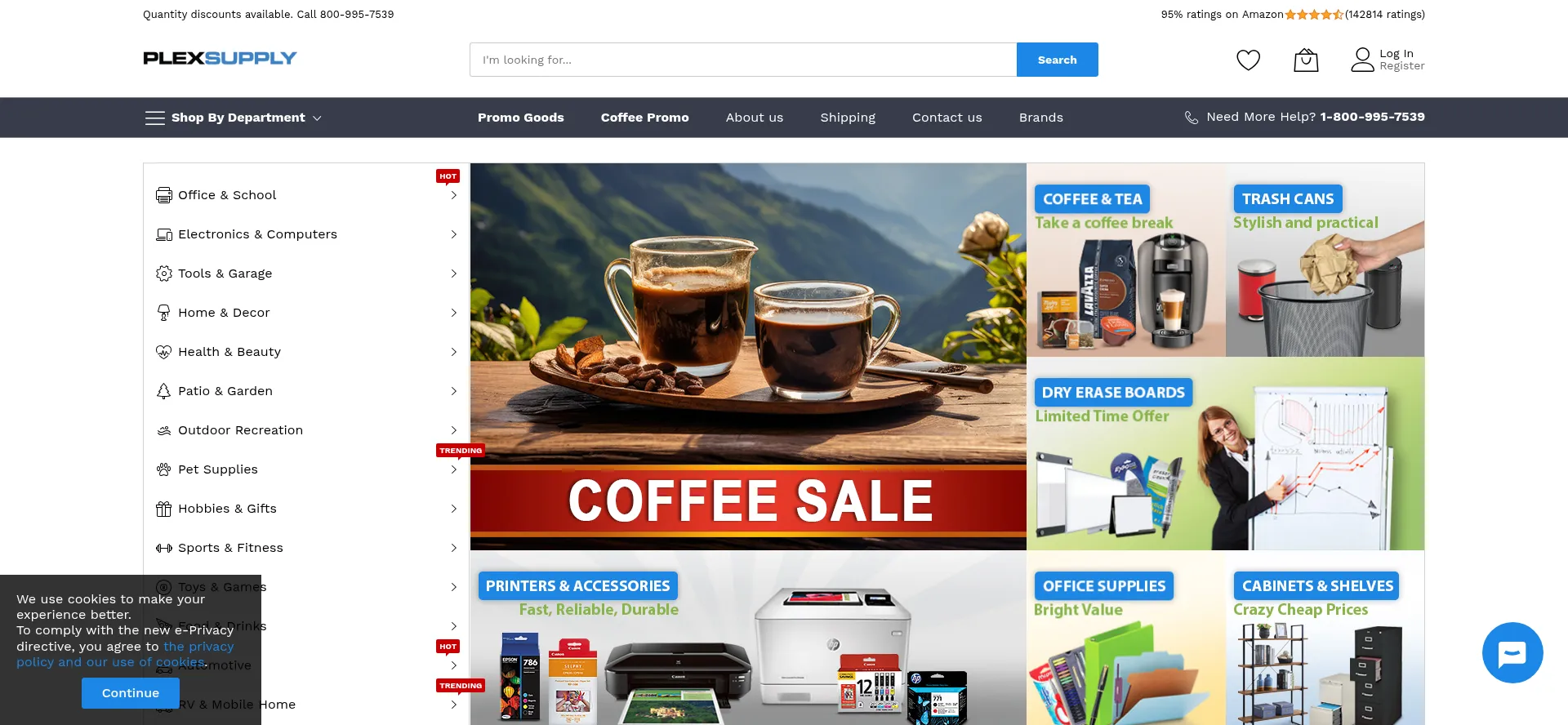 Website screenshot of Plexsupply.com