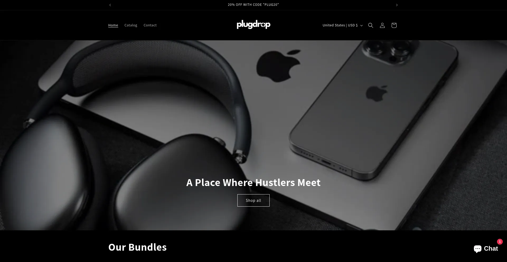 Website screenshot of Plugdrop.store