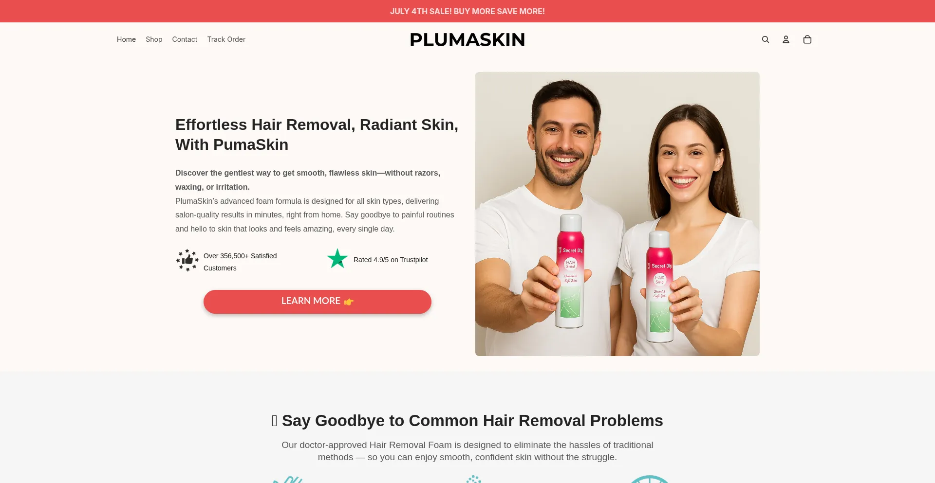 Website screenshot of Plumaskin.com